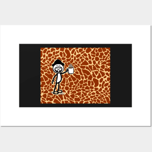 GG Coffee Guy Stick Figure Giraffe Print Posters and Art